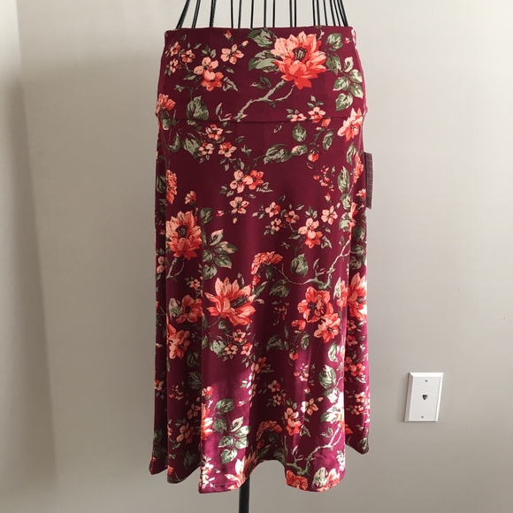 LuLaRoe Dresses & Skirts - NEW Lularoe Floral Stretch Skirt Maroon Size S